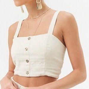 Linen blend Crop top with buttons cami tank top